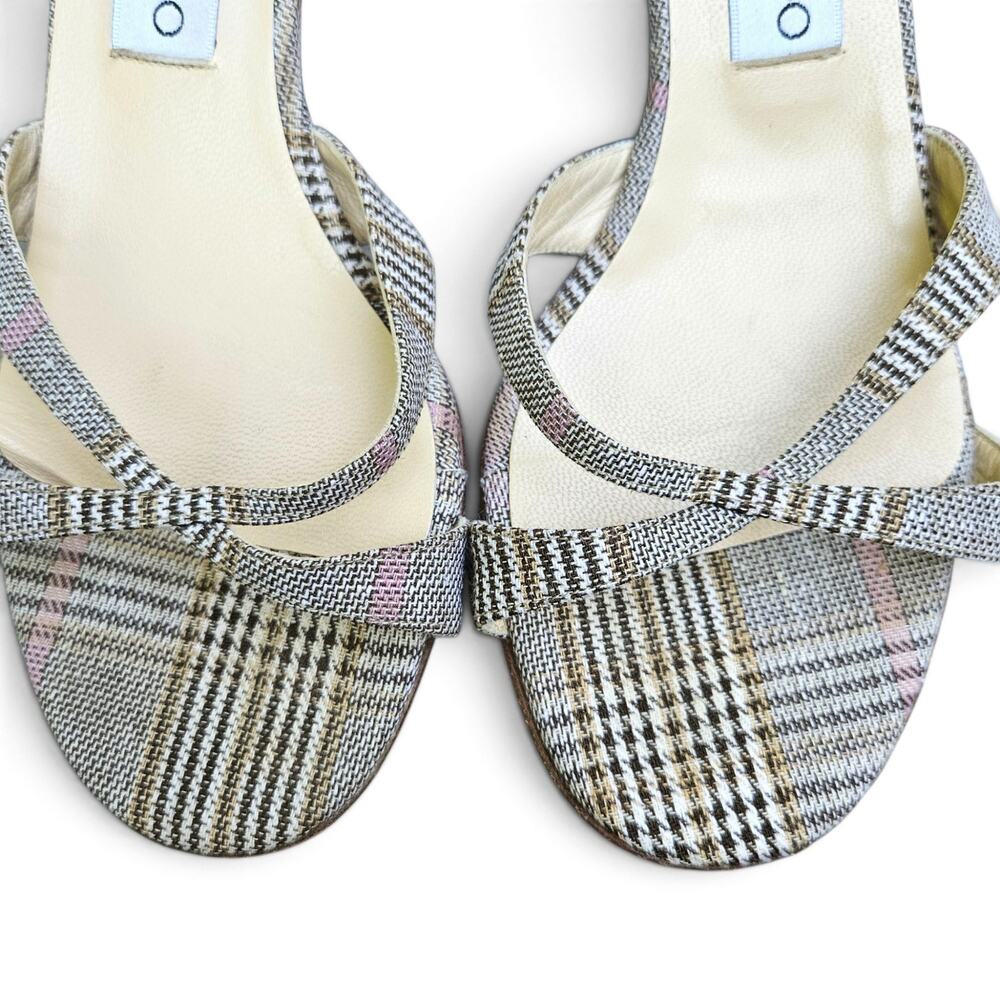 Y2k Jimmy Choo Plaid Kitten Heel Mules Vintage - Size 38 - Picture 2 of 10